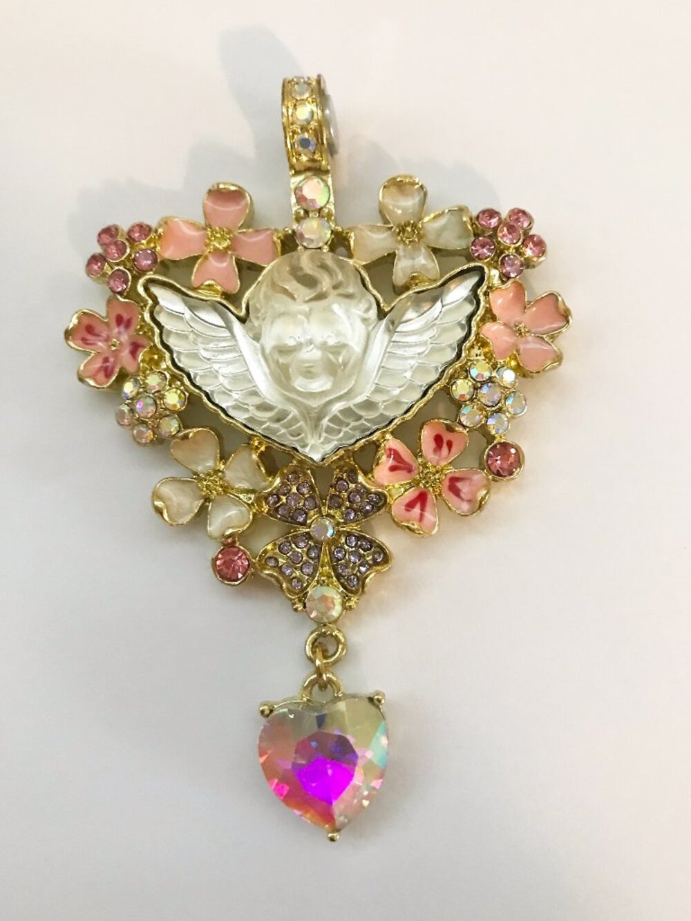 Kirks Folly Garden Cameo Cherub Angel Magnetic Enhancer Necklace